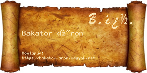 Bakator Áron névjegykártya